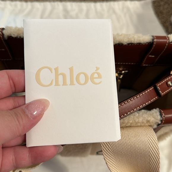 Authentic Chloe Shearling Small Woody Tote w/ Strap - Picture 6 of 7